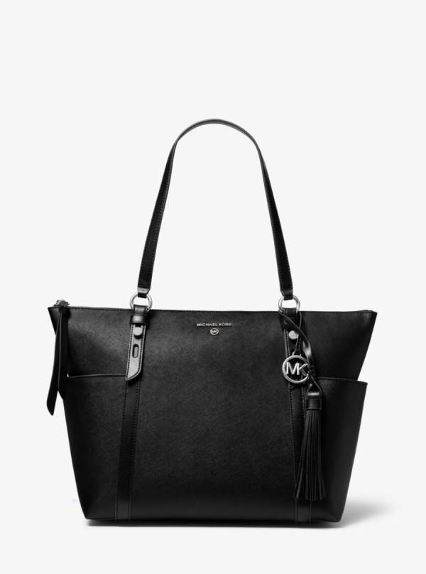Damske Prenosná Taška Michael Kors Sullivan Large Saffiano Leather Top-Zip Čierne - Kabelky Michael Kors Akcia | RNQAL-1987